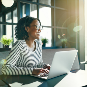 woman sitting at laptop