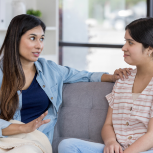 mom talking to daughter about body image